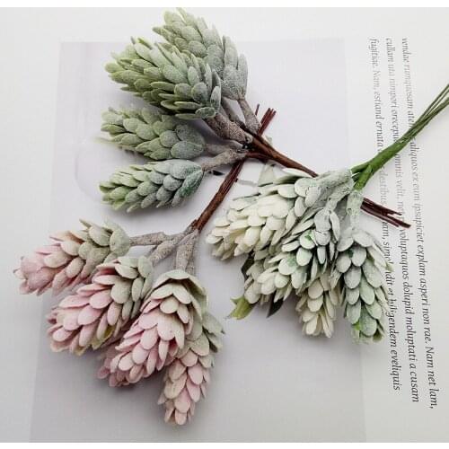 2bundle/lot Mini Artificial Plant Artificial Flowers Pineapple Grass for Handmade DIY Scrapbook Wreath Fake Plants Decoration