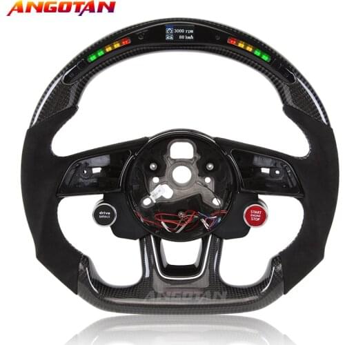 Steering Wheel Fit For Audi RS3 RS4 RS5 S3 S4 S5 LED Itlay Alcantara Leather LED Carbon Fiber Sports Car Steering Wheel