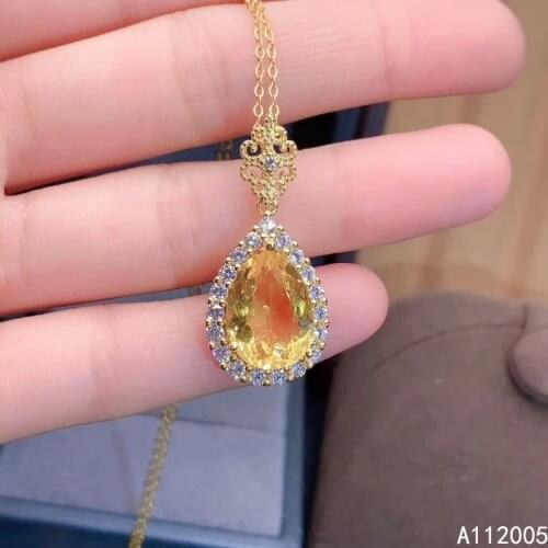 KJJEAXCMY Fine Jewelry 925 Sterling Silver inlaid Citrine Female Pendant Necklace noble hot selling