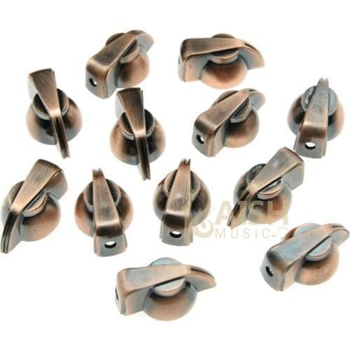 KAISH Pack of 12 Brass Insert Guitar Chicken Head Knob AMP Effect pointer Knob Bronze