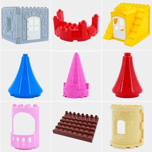 Big Particle Diy Building Blocks Roof Castle Window Wall Compatible with Duploed Toys for Children Kids Creativity Gifts