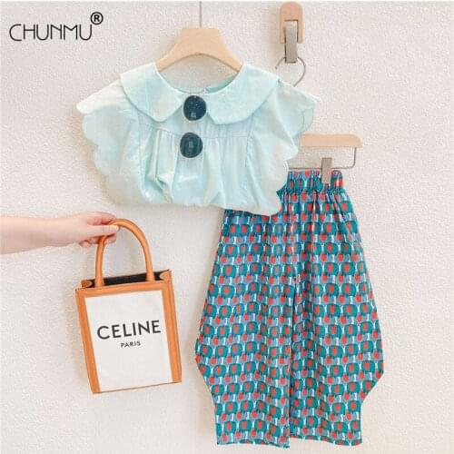 Summer Toddler Children Girls Clothes Sleeveless Top + Wide Leg Pants Casual Outfit Suit Kids Tracksuit For Girls Clothing Sets