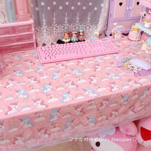 Sweet Flamingo Unicorn Lace Large Computer Keyboard Office LongTable Mat Desk Home Party Decorative Tablecloth Cover for Girl