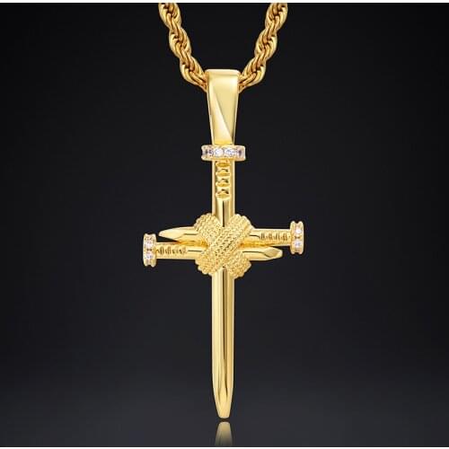 BOEYCJR Creative nail cross Necklace&Pendant Fashion Jewelry Energy HipHop Punk Necklace For Men or Women
