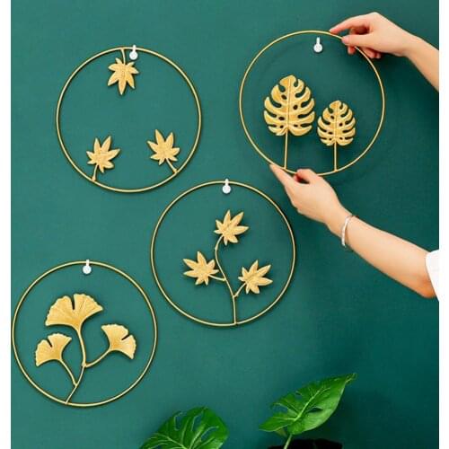 Nordic Style Metal Leaf Design Wall Hanging Ornament Pendant Home Decor Background Supply Home Decoration Accessories