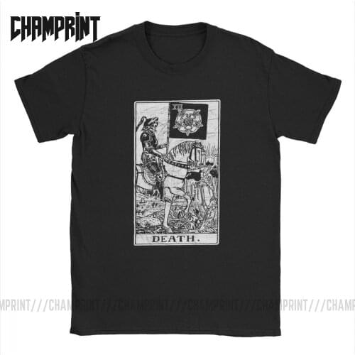 Men T-Shirt Death Tarot Card Major Arcana Fortune Telling Occult Cotton Tees Short Sleeve The Magician Empress T Shirt Plus Size