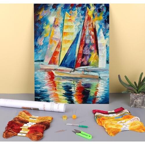Wind In Sails Pre-Printed 11CT Cross-Stitch Kit DIY Embroidery DMC Threads Sewing Handmade Handicraft Knitting Room Stamped