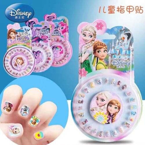 24 Each a box Disney frozen 2 Childrens Nail Stickers toy Elsa and Anna Sofia Princess toy nail Decoration fake nails girl gift