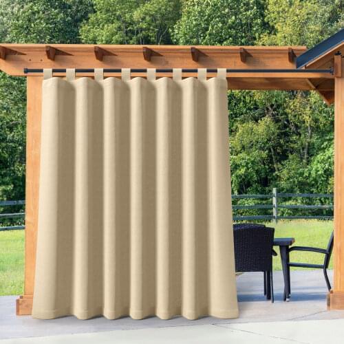 Outdoor waterproof Patio Curtains tab Top Blackout Curtains for French Door Porch Pergola, Privacy Screen, Beige