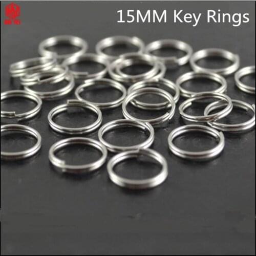 20PCS Premium Nickel Plated 15mm Traveler Metal Key Ring Stainless Steel Keychain Pendant
