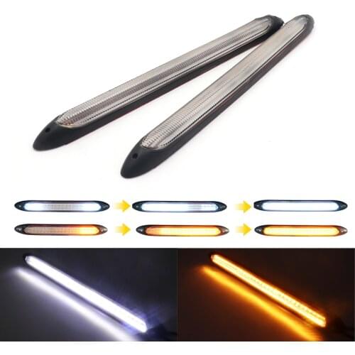Niscarda 2Pcs LED Car Sequential Turn Signal Yellow Flowing Lamp Day time Running Lights Waterproof Auto Headlight