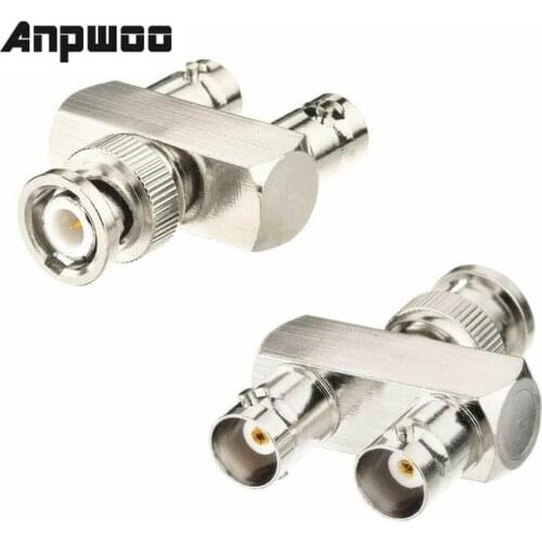 ANPWOO BNC Splitter Adapter BNC Male to Dual BNC Female Tee Type 3 Way Audio RF Coax Connector