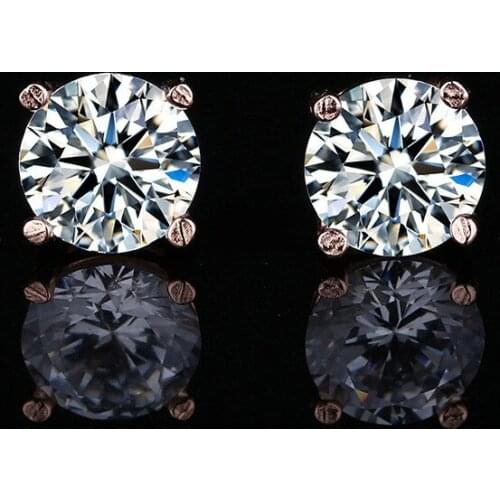 New Heart And Arrow Inlaid AAAAA Zircon Earrings S925 Sterling Silver All-over Sterling Silver Four-Claw Earrings Jewelry