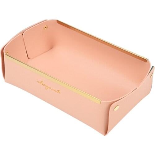 Nordic Snap Faux Leather Desktop Storage Box Jewelry Display Tray Home Organizer