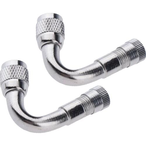 2 piece Tyre Valve Extender Stem Silver 45° Angled Wheel Tyre Valve Stem Schrader