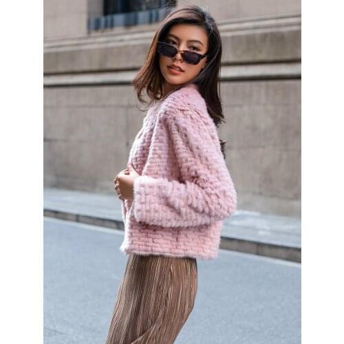 HDHOHR 2021 New High Quality Natural Mink Fur Coat Women With Sequin Decoration Real Mink Fur Short Jacket Fashion Female