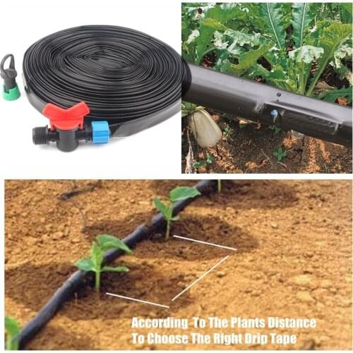 5~50m Drip Irrigation System Rain Drip Tape Farm Greenhouse Home Garden Plants Trickle Irrigation Drip Hose Emitter Inside