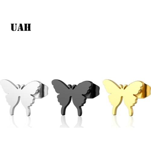 UAH Fashion Women Butterfly Earrings Cartoon Minnie Animal Stud Earrings Stainless Steel Cute Small Jewelrys Earings Kids