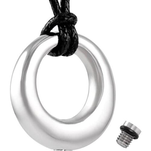 Urn necklace for ashes Special Cotton Rope and Deep Hole Circle of Life Eternity Stainless Steel