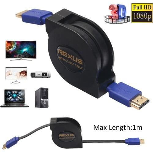 Retractable Pure Copper HDMI Cable Version 1.4 HD Support 1080P 3D 1M/1.8M