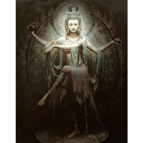 Female Buddha Canvas Oil Painting for Home Wall Art Decoration