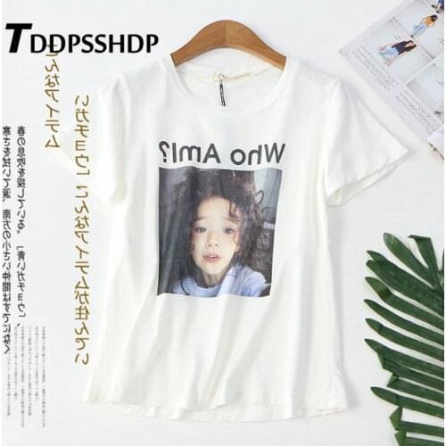 Kawaii Little Girl Printing Women T Shirt 2019 Short Sleeve Cotton Chic Ins Popular Female Tee Tops