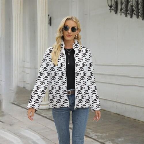 Women Winter Zipper Parka Jacket Loose Warm Coat Ladies Elegant Long Sleeve White Print Jackets Femme Clothing 2021 Casual Suits