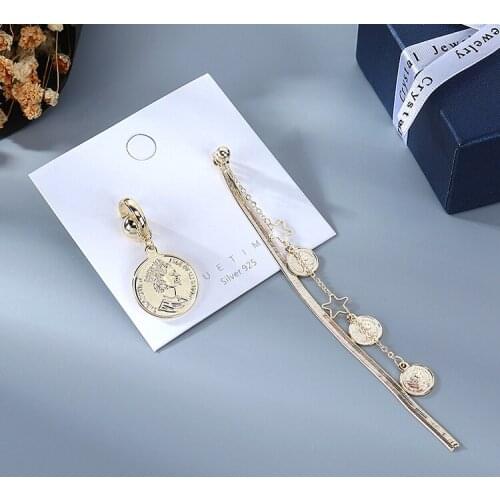 TONGKWOK Bohemia Exaggeration Dangle Earrings For Women Silk Thread Tassel Metal Long Chandelier Earrings #142330