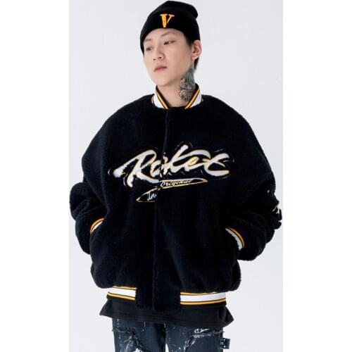 Winter Warm Polar Fleece Jackets Outerwear Unisex Hip Hop Harajuku Streetwear Casual Mens Embroidery Stand Collar Jacket Coats