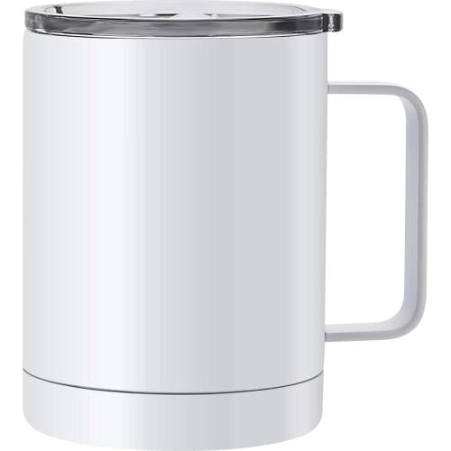 30pcs Sublimation White 12oz Mugs With Handle Double Wall Stainless Steel Vacuum Insulated Beer Coffee Cups With Sealing Lid