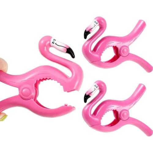 4 Pieces Beach Flamingo Towel Clips прищепки декоративные Clothes Shoes Hanging Pegs Clothespin Clothesline Accessories
