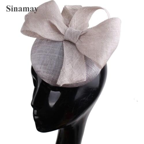 4 Layer Sinamay Millinery High Quality Women Fascinator Hat Headband Bow Wedding Headpiece With Hair Clip Bridal Party Headpiece