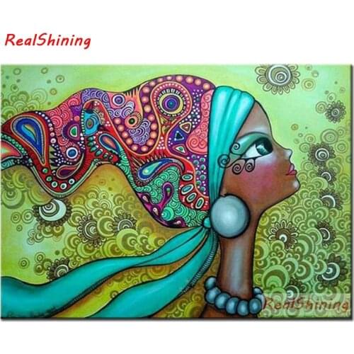 5D Diy Diamond Painting Cross Stitch full Square Diamond Embroidery Pretty african girl picture for room Decor H1956