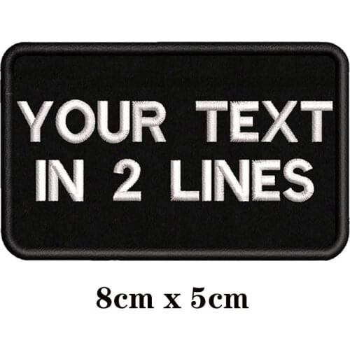 8X5cm Embroidery Custom Name Text Patch Stripes badge Iron On Or Velcro Backing Patches For Clothes Backpack Hat