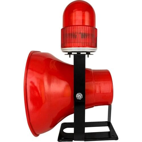 50W High Power Acoustooptic Voice Alarm with Strobe for Driving Crane School Fire Industrial Horn Siren Voice Horn(RED)
