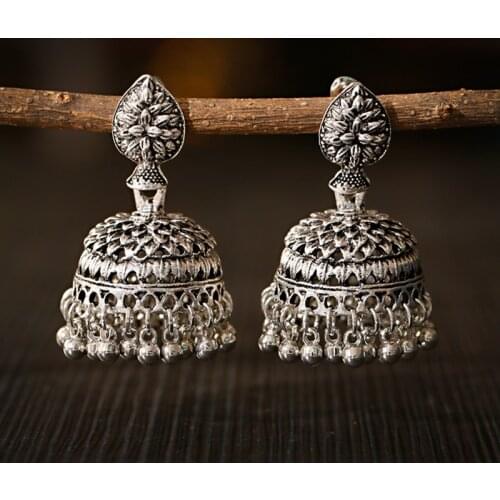 Antique Afghan Tribe Womens Bell Tassel Carved Water Drop Earrings Oorbellen Pendientes Mujer Indian Jhumka Jewelry Accessory