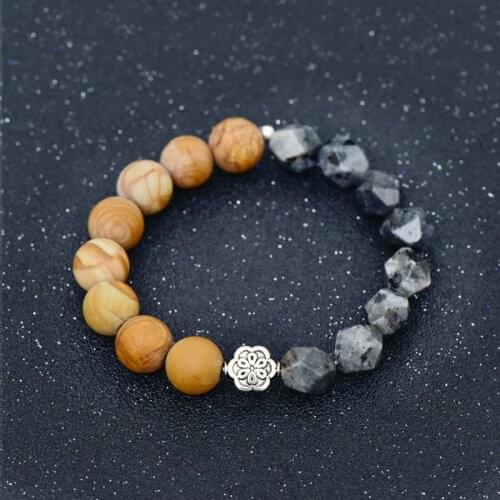 Original design of Black Agate Bracelet women lovers fashion mens hand string wood grain stone beads student gift personalized