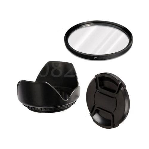 Digital DSLR Camera for SONY RX1 NEX-5C NEX-5R NEX-5N 3C NEX-7 18-55 49mm 3in1 1 set UV Filter Lens+lens hood +lens cap