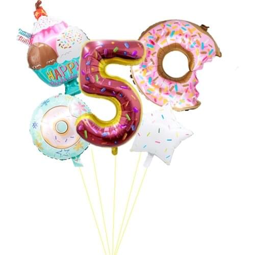 1set 32inch Candy Digital Foil Balloons Birthday Party Decorations 18inch Donut Helium Globos Baby Shower Sweat Ball Kids Toys
