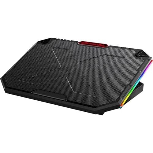 RGB Laptop Cooler 12-17 Inch 5 Fan Gaming Laptop Cooling Pad Dual USB Port Adjustable Laptop Stand Mute Cooling Fan