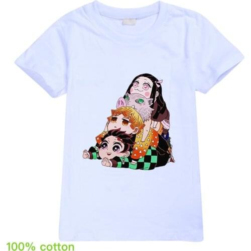 Children Cute Prined Cartoon Graphic T Shirts Comic Demon Slayer for Girls Kids Boys Harajuku Shirt 8 o 12 Clothes