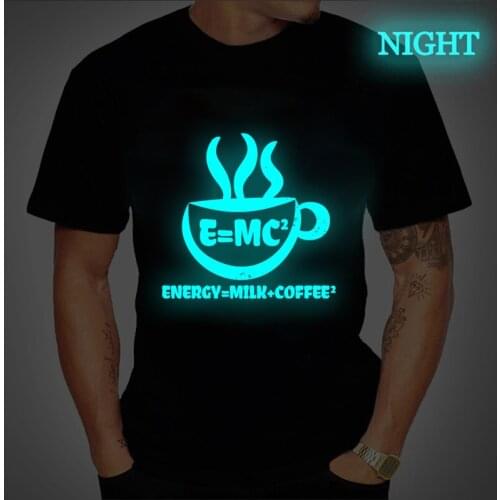 Summer Energy=milk+coffee Print T-shirt Men Luminous Tee Shirt Fashion Brand Streetwear Loose Japan Style Oversize Top Men 2021