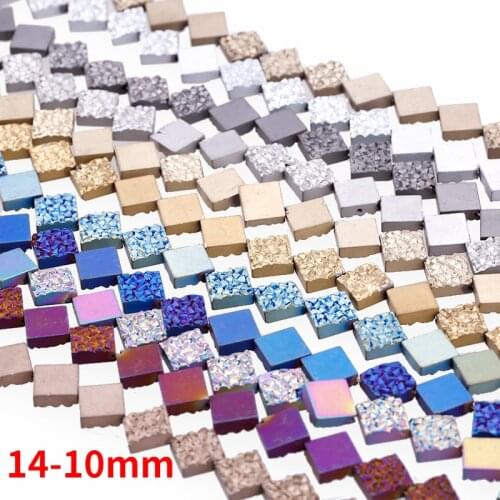 Natural Hematite Bevel Square 14m Loose Seed Beads Luck Blessing Change Destiny for Jewelry Making DIY Bracelet Necklace Earring