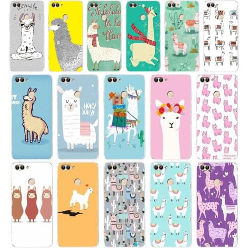 02AA Cute Llama Alpaca Animals Cartoon Soft TPU Case Cover For Huawei Honor P Smart 2018 2019 Y6 Prime 2018 Nova 2i 3i View 10