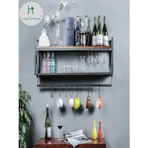Louis Fashion Sideboards Hung Kitchen Hanging Cup Holder Iron Solid Wood Wall Hanging Bathroom Storage Towel