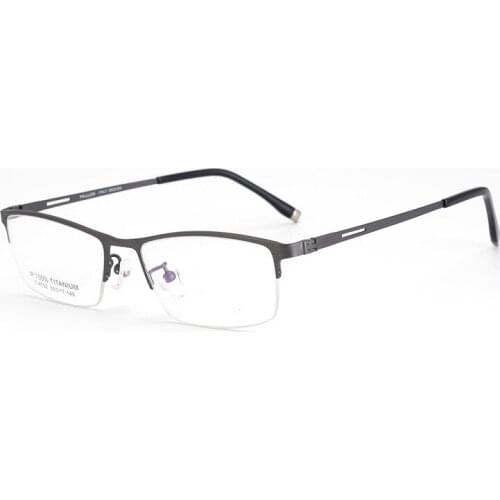 Mens Business Pure Titanium Glasses Ultra-Light Elastic Myopia Glasses Frame Fashion High-End Semi-Rimless Frame