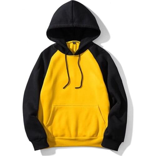 Zuolunouba2019Autumn and winter new men color stitching Kangaroo pocket long sleeved warm hooded pullover street men coat