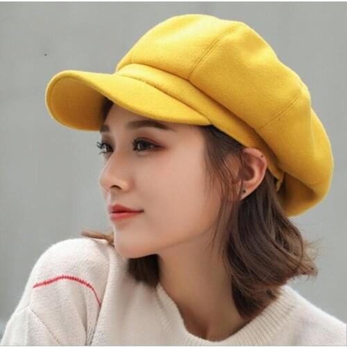 New Fashion Woolen Octagonal Cap Hats Female Adjustable 7 Colors Autumn Winter Stylish Artist Painter Newsboy Caps Beret Hats