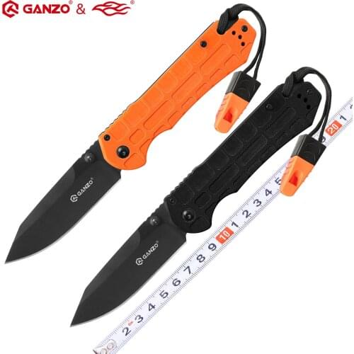 Ganzo G7453P F7453P G7453 F7453 58-60HRC 440C G10 Handle a whistle Folding Knife Outdoor Survival Camping Tool Pocket Knife EDC
