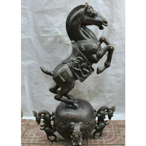 Wholesale factory 39" Chinese Bronze Folk Fengshui Zodiac Year Horse furnace Statue sculpture 25% off